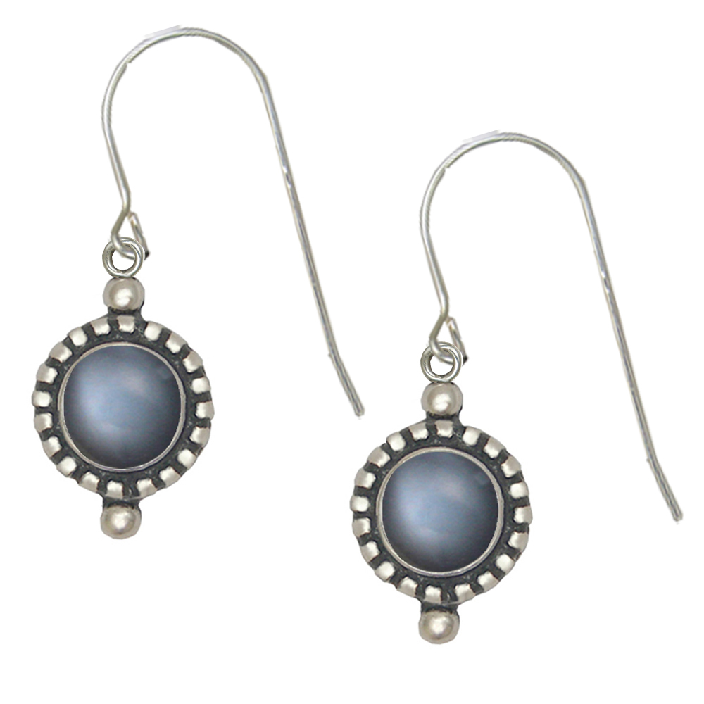 Sterling Silver Petite Grey Moonstone Gemstone Drop Dangle Earrings
